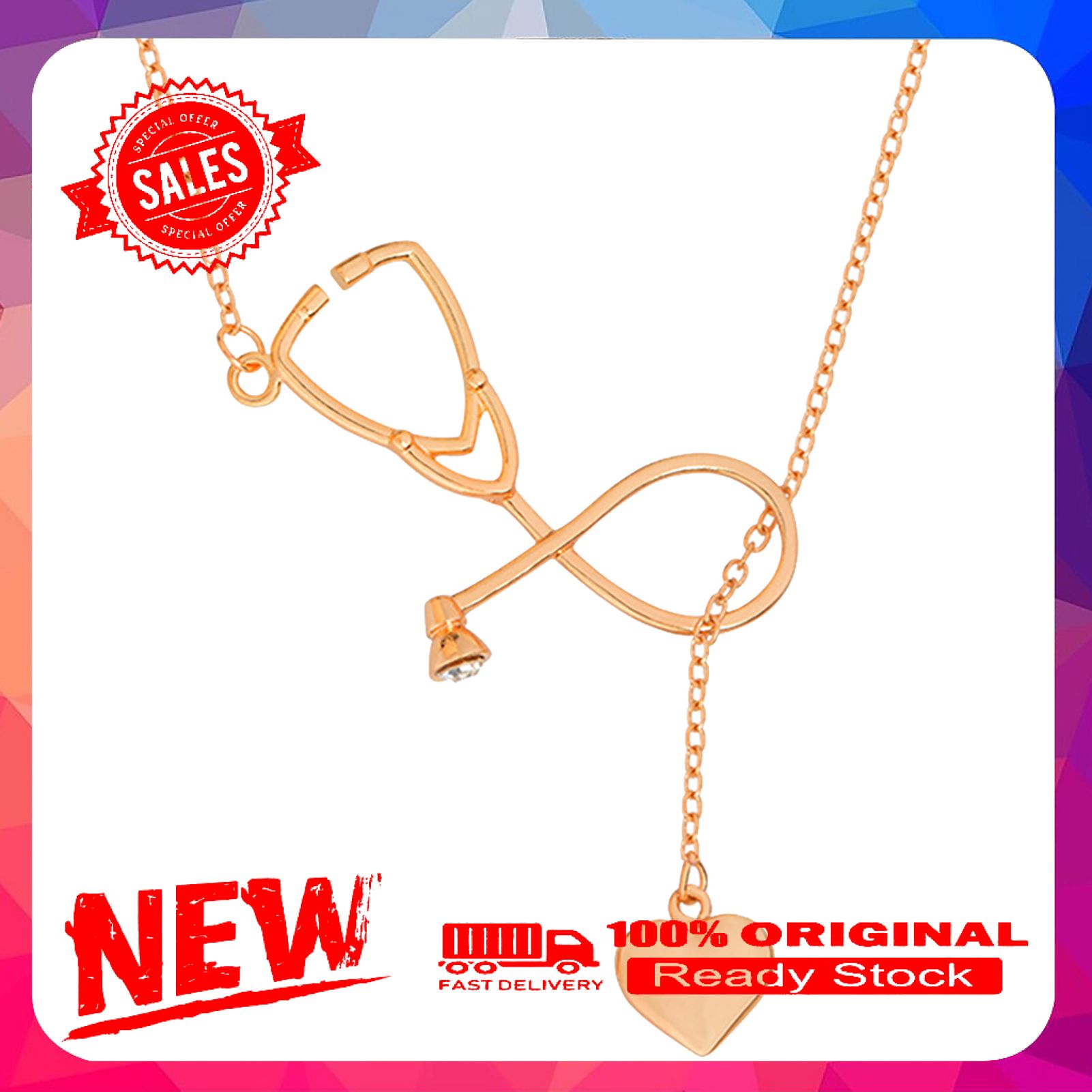 Necklace Stethoscope Shaped Sturdy Alloy Stethoscope Lariat Necklace for Gifts