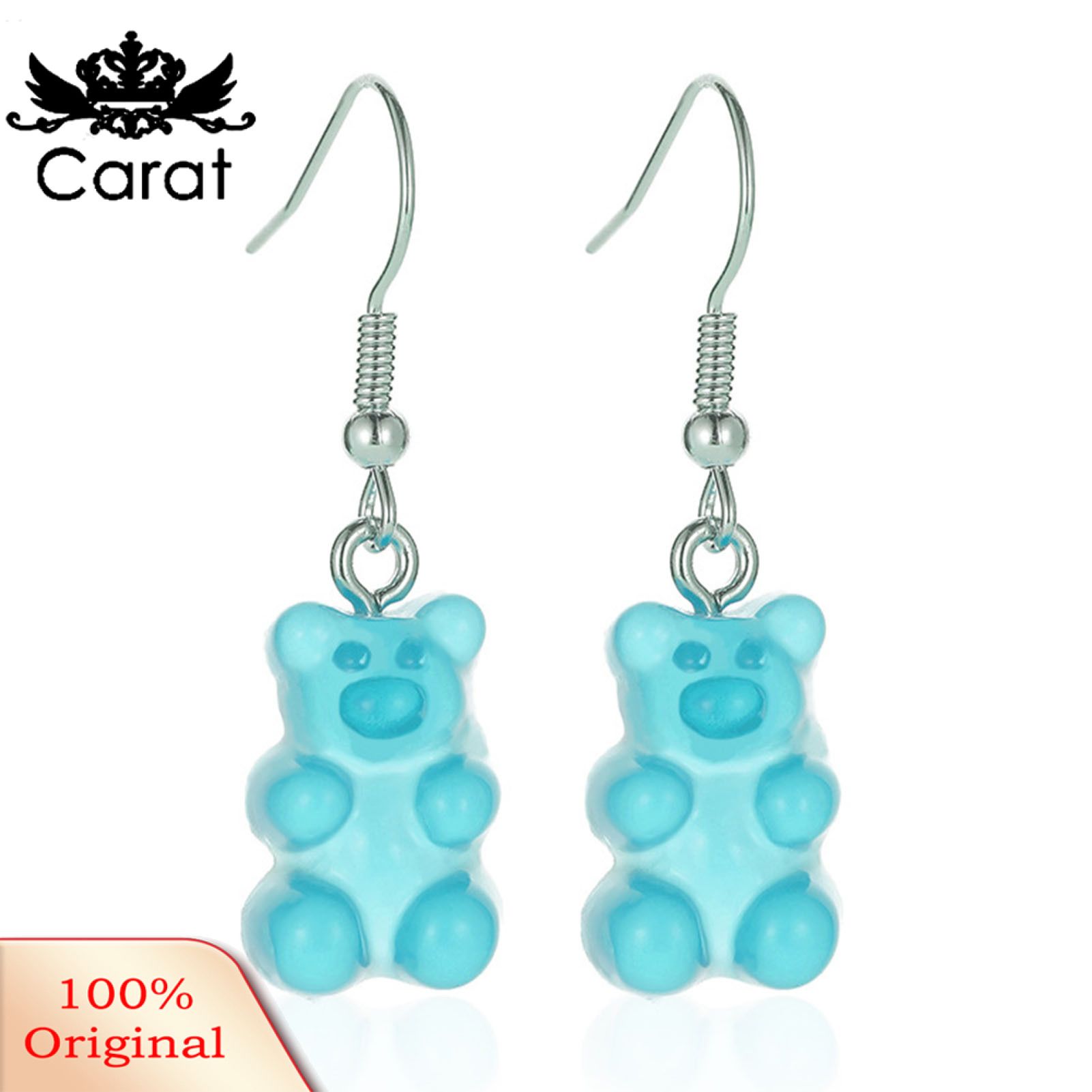 Carat 1 Pair Stud Earring Lovely Trendy Resin Teddy Bear Drop Earring for Decoration