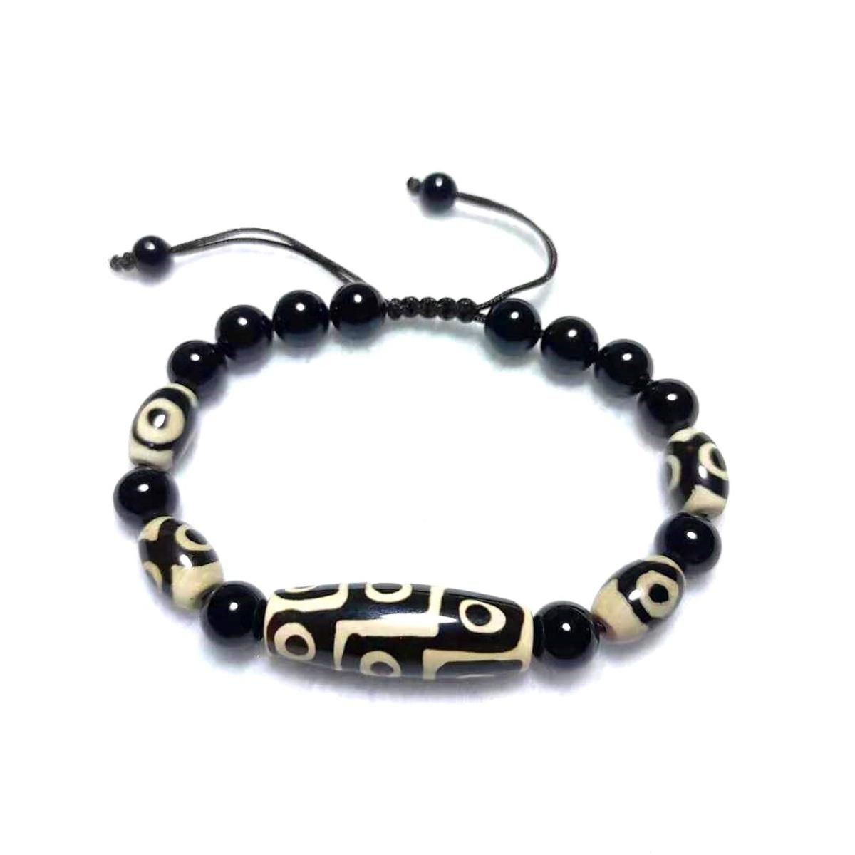 Tibet Fengshui Agate Black/White 3/9/21 Eyes DZI BEADS 8mm Black Agate Beads Woven Bracelet Men&women Jewelry