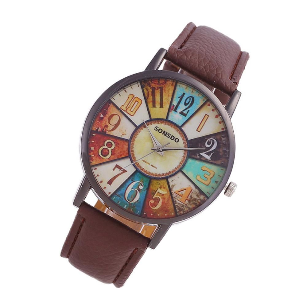 Womens Unisex Retro  Casual  Faux Leather Analog Quartz Watch