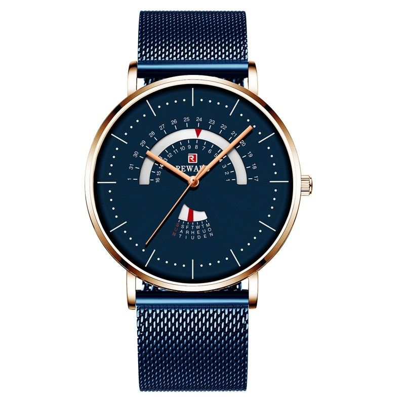 Reward 62007 Mesh Strap Watch Waterproof Quartz Men Watch Casual Business Calendar Watch