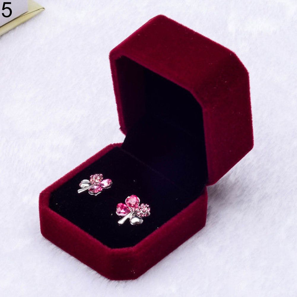 1Pcs Velvet Engagement Wedding Earring Ring Pendant Jewelry Display Box Gift Case