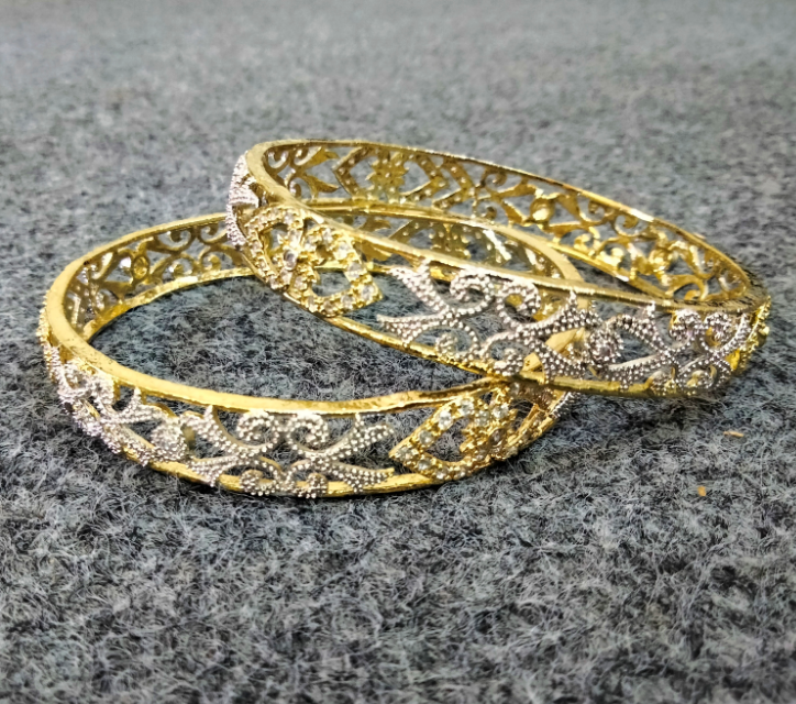 indian Traditional wear, Cut-Work Bangles Gold plated Bangles set