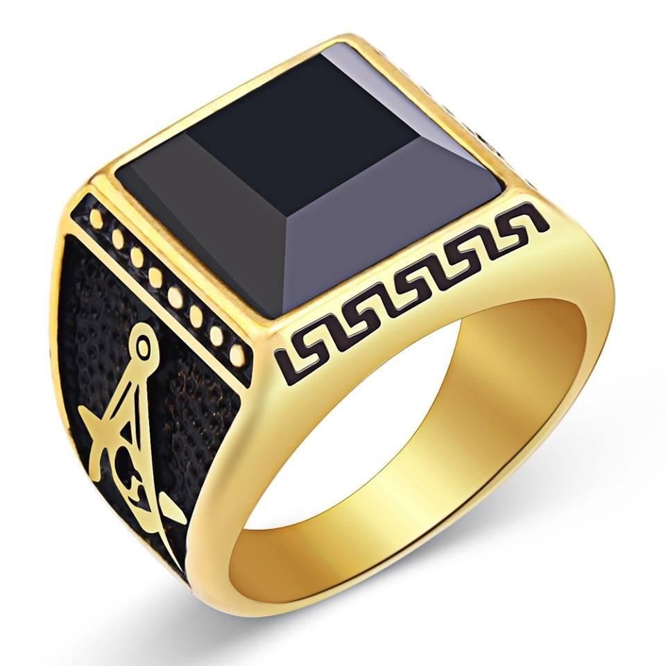 Gold & Black Alloy Finger Ring for Men