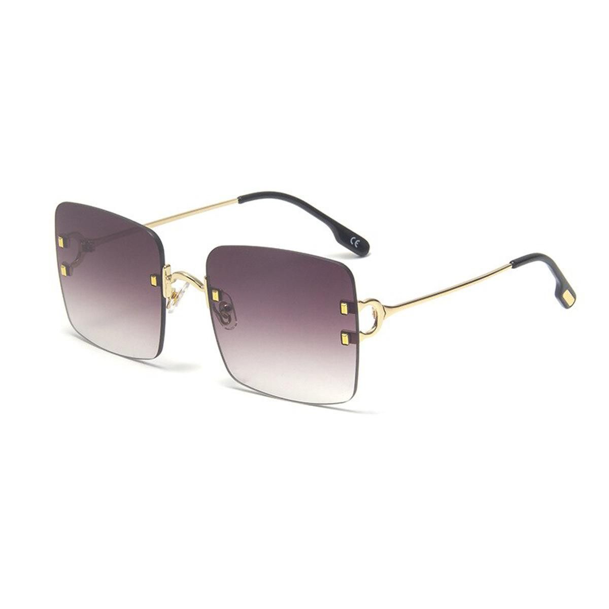 1Luxury Rimless Square Sunglasses Women Vintage Metal Rivet High Quality Glasses For Men Flat Top One Piece Men Gafas Glasses