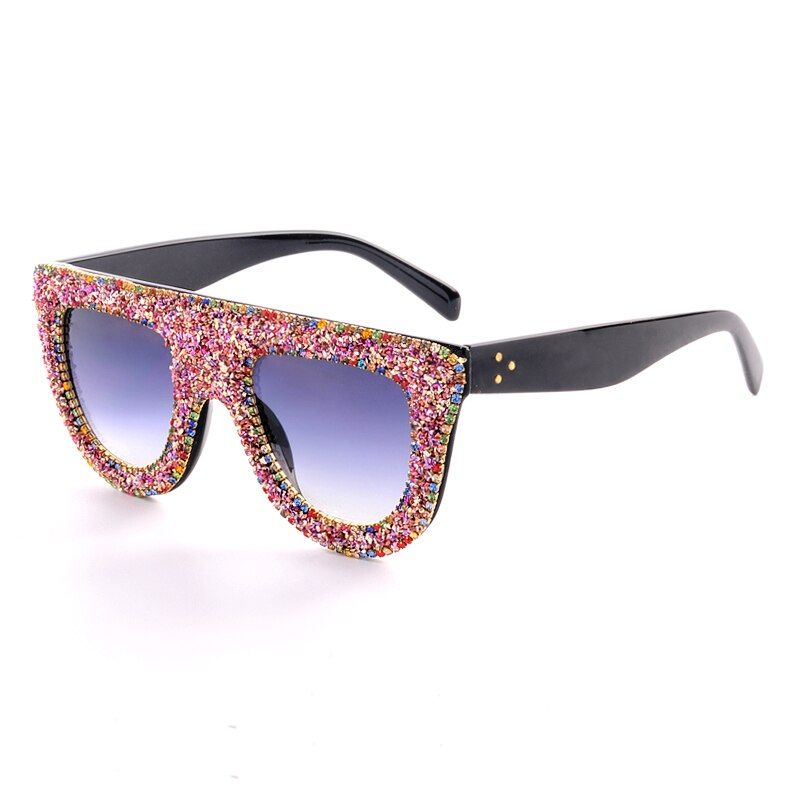 2Diamond Luxury Sunglasses Women Rhinestone Sunglasses Women Classic Retro Vintage Sunglasses UV400 Eyewear Handmade