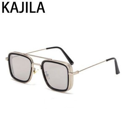 Vintage Steampunk Sunglasses Men 2021 Retro Metal Square Eyewear Trendy  Sun Glasses Shades For Women ette de soleil-Sliver