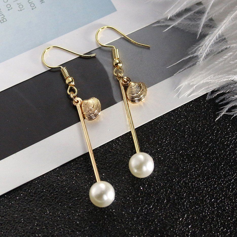 For Best Presents Creative Alloy Pearl Shell Long Ear Pierced Temperament No Ear Pierced Ear Clip 17040281