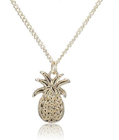 Trendy Gold Color Pineapple Pendant Chain Necklace for Women Simple Jewelry Charming Girls Statement Gift