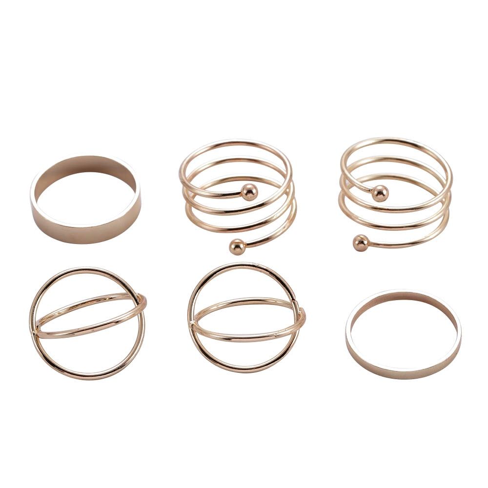 Multi Layer Ring Hiphop Simple Design Punk Anillos Vintage Gold Color Joint Rock Ring Sets for Women Jewelry Korean Version Goth