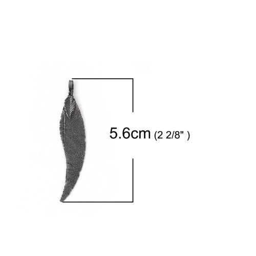 DoreenBeads Copper & Natural Leaf Pendants Gunmetal Colorful Findings 59mm x 12mm(2 3/8"x4/8") - 56mm x 11mm(2 2/8"x3/8"), 2 PCs
