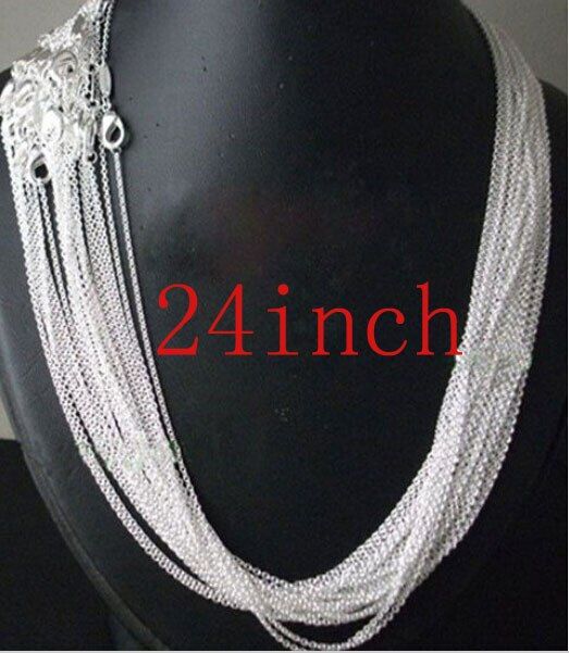 10pcs/lot Promotion! wholesale 925 sterling silver necklace, silver fashion jewelry Snake Chain 1mm Necklace 16 18 20 22 24"
