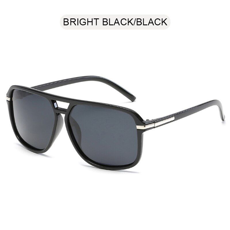 Bright Black BlackFUQIAN Classic Oversized Polarized Men Sunglasses Fashion Big Plastic Male Sun Glasses Vintage Unisex Driving Shades UV400