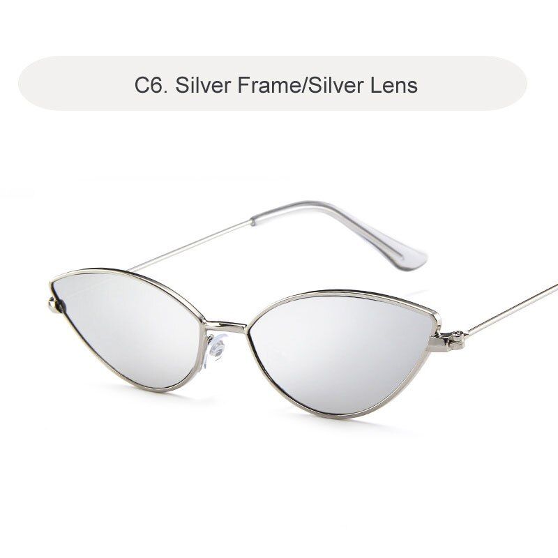 C6 Silver-SilverMOLAUNA Small Sunglasses Women Brand Designer Fashion Gradient Sun Glasses Retro Cat Eye Alloy Glasses Oculos Gafas De Sol UV400