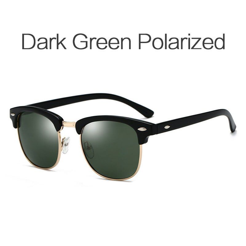 Polarized Dark GreenHUHAITANG Luxury Classic Square Sunglass Men Polarized Sunglasses Women Vintage Brand Designer Rivet Man Sun Glasses For Ladies