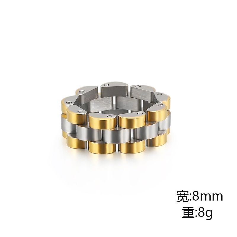 KALEN  Men Bicycle Chain Rings Fashion 6 Colors Stainless Steel Metal Rings For Men Hip Hop Cool Boys Jewelry Accessory