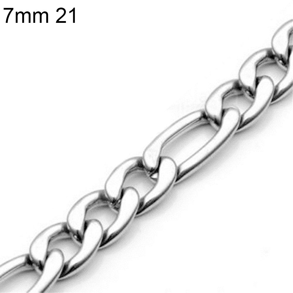 3mm-7mm Men Fashion Stainless Steel Band Figaro Chain Necklace 18Inch - 26Inch