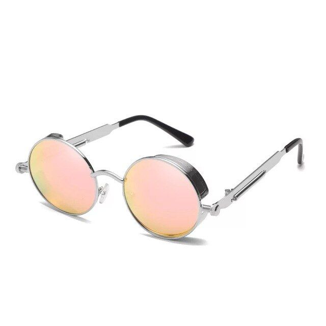 Classic Gothic Steampunk Sunglasses Luxury  Designer High Quality Men and Women Retro Round Metal Frame Sunglasses UV400-21