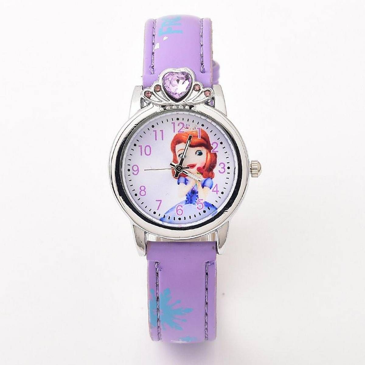 LALA Children Cartoon Snow Pcess Watch Barrel Leatr Band Casual Wristwatch