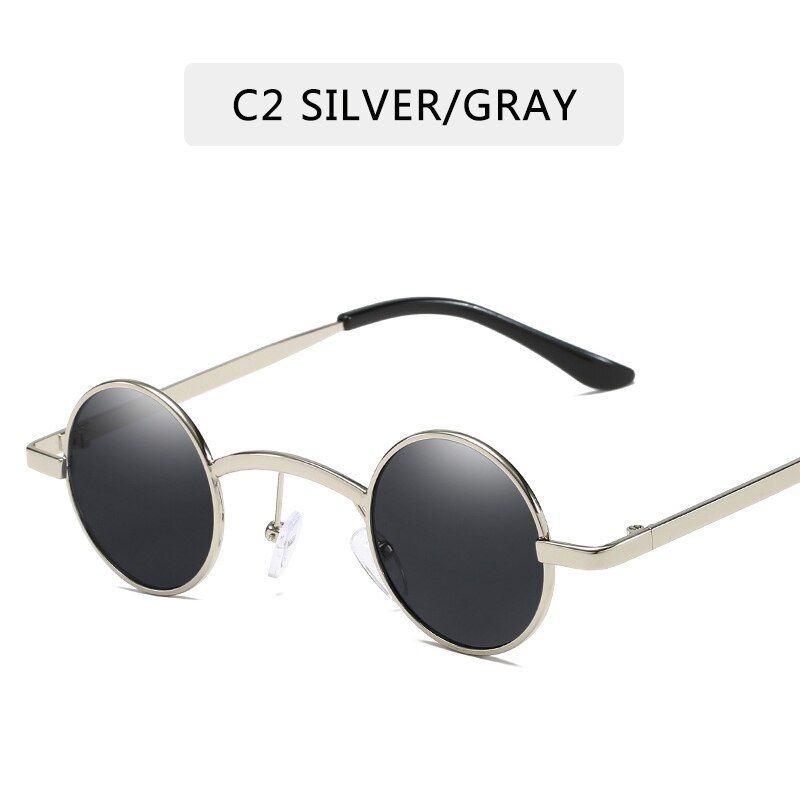 C2Small Round Steampunk Sunglasses Men Women Metal Brand Designer Sun glasses Retro Vintage High Quality oculos de sol
