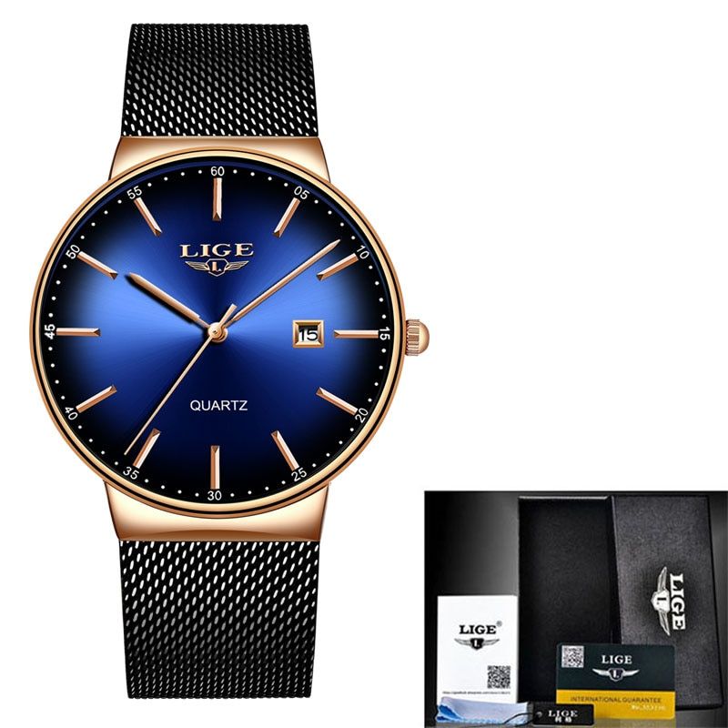 LIGE Sports Date Mens Watches Top Brand Luxuryproof Fashion Cool Watch Men Ultra Thin Dial