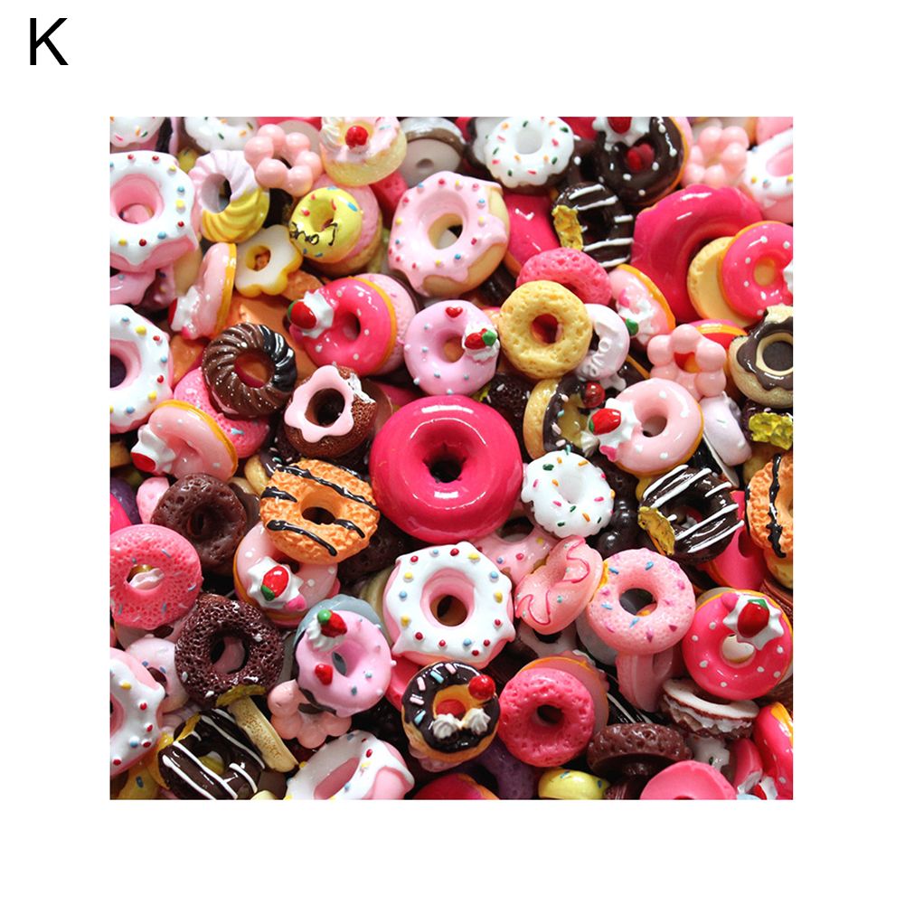 30Pcs Resin Fruit Bread Ice Cream Epoxy DIY Jewelry Craft Accessories Decor