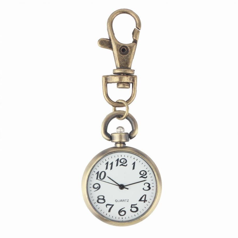 SE Retro Bronze Quartz Movement Keychain Keyring Watch Pocket Watch Round Dial -green
