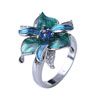Lady Rhinestone Inlaid Enamel Flower Pendant Neckle Earrings Ring Jewelry Gift