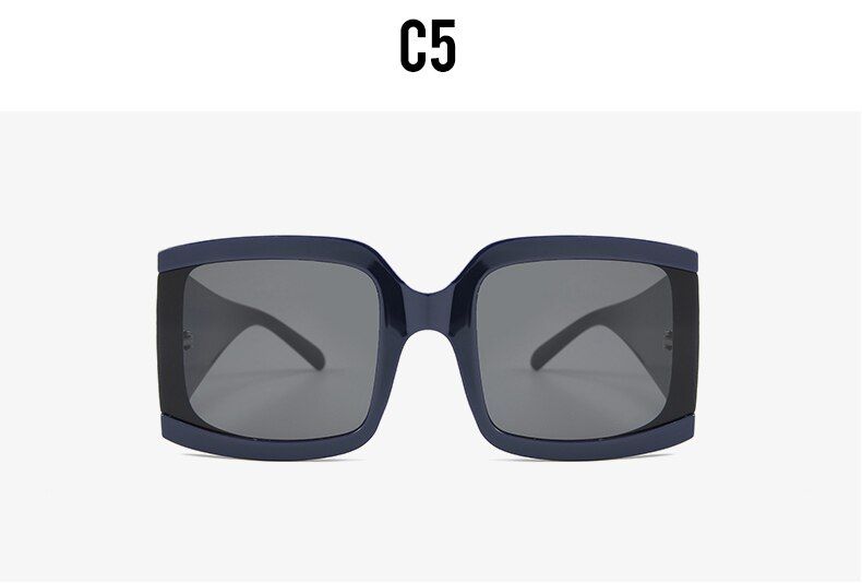C5 blueWHO CUTIE Vintage Oversized Sunglasses Women 2019 Brand Design Black Square Bold Thick Frame 90S Shield Sun Glasses Shades S126