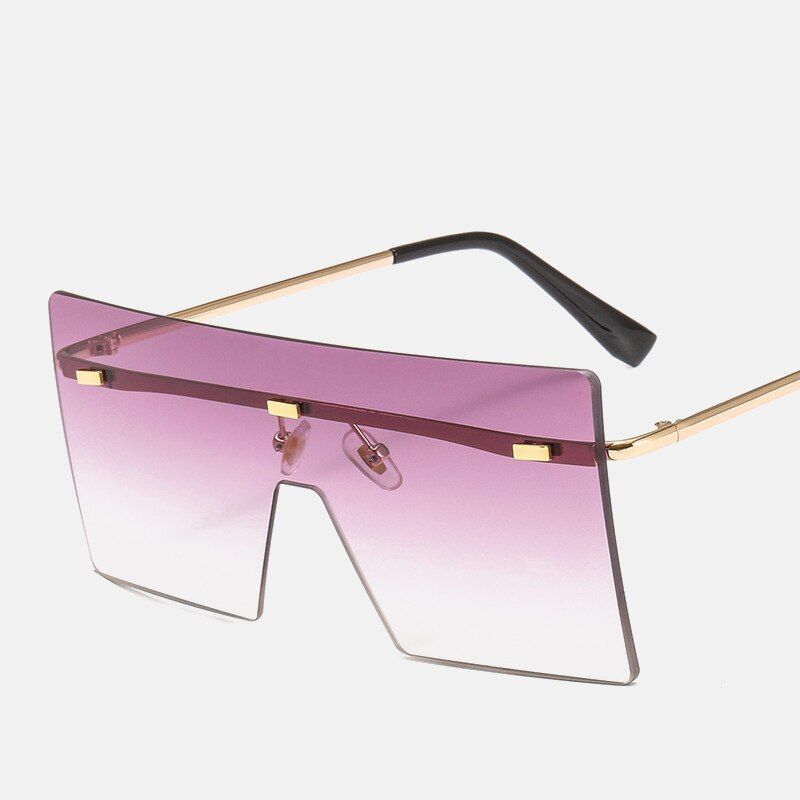 7Retro Vintage Sunglasses Oversized Brown Sunglasses Lady Luxury Brand Frameless Glasses Fashion Ocean Color Sunglasses