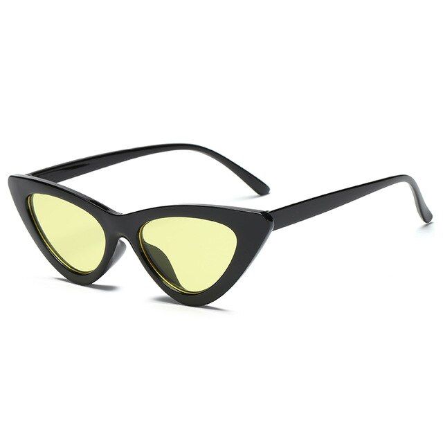 C4Cat's Eye Sunglasses Cute Lady Sunglases Red and Black Sunglass Mirror Frame Mercury Lens Transparent Color