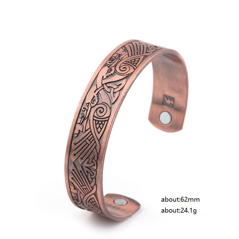 Skyrim Fashion Viking Talisman Raven Irish Knot Birds Magnetic Health Cuff Bracelet Men Women amulet bracelet Jewelry Gift