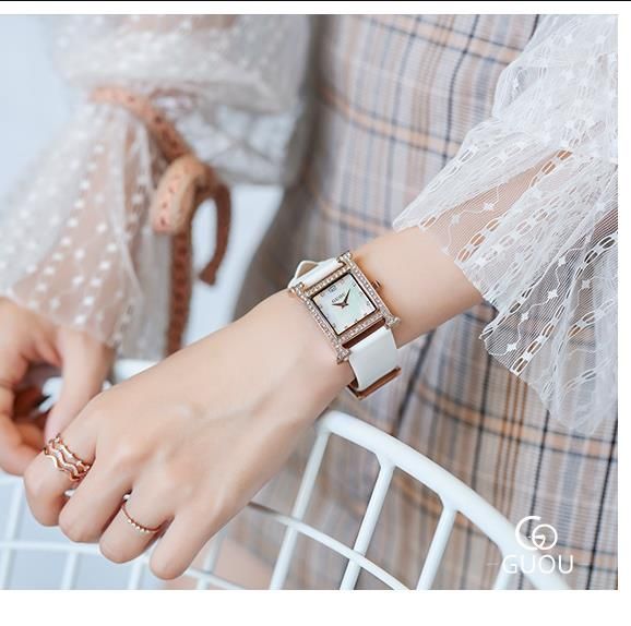 GUOU Watch Women luxury Brand Fashion Casual quartz watches  leather strap sport Ladies elegant wrist watch girl
