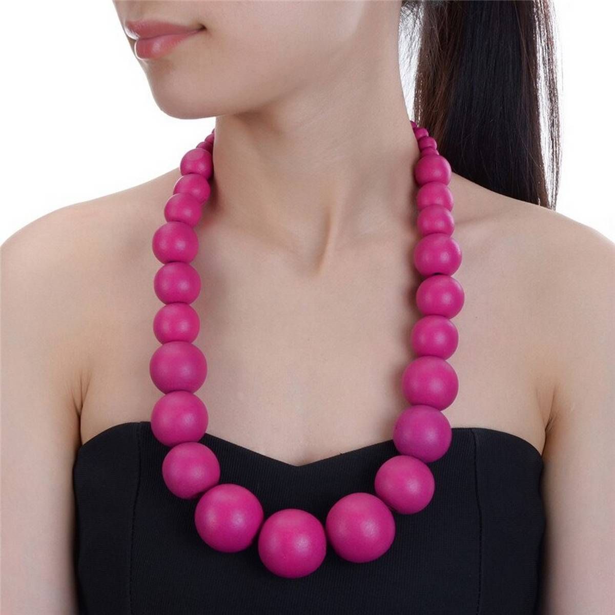 JEROLLIN Fashion Chokers Necklace Jewelry Statement Necklaces Wooden Beads Women Necklace Fashion Colorful Jewelry Gift