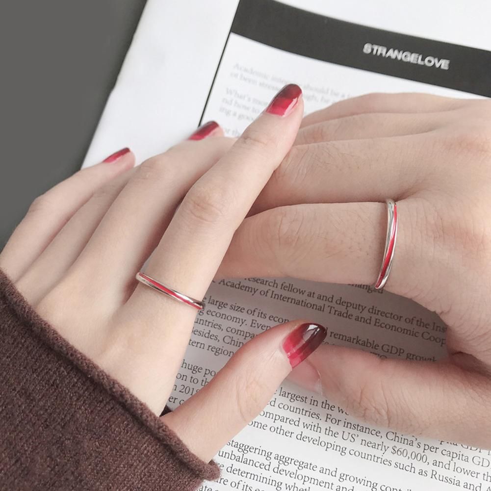 Creative Simple Red Mobius Strip Adjustable Couple Rings Girl Boy Friend Valentine's Day Jewelry Gift