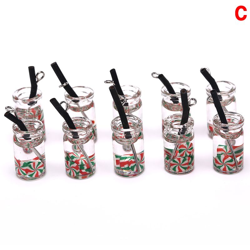 10pcs/Set Sweet Drink Bottle Resin Charms Pendants DIY Earrings Jewelry Findings