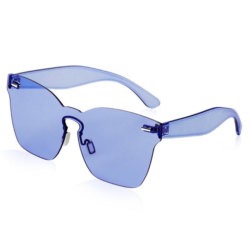 C6Clear Square Rimless Sunglasses Women Transparent Color Sun Glasses Female Retro Visor Mirror Clear Yellow Pink Oculos De Sol