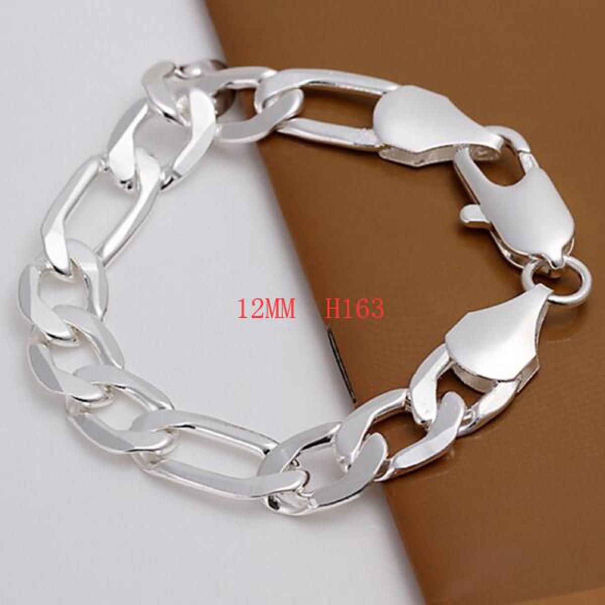 top quality beautiful Silver color Jewelry fashion charm Men Women Chain 12-6MM Bracelets noble nice stamped , link H163