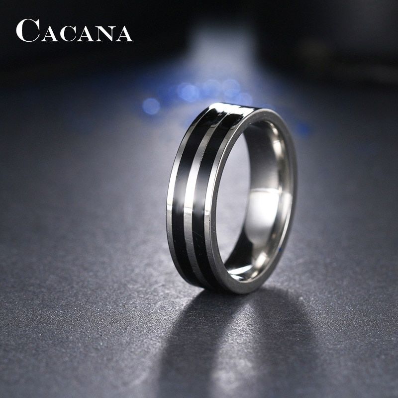 CACANA Stainless Steel Rings For Women Double Loop Ceramic Mosaic Fashion Jewelry Wholesale NO.R84