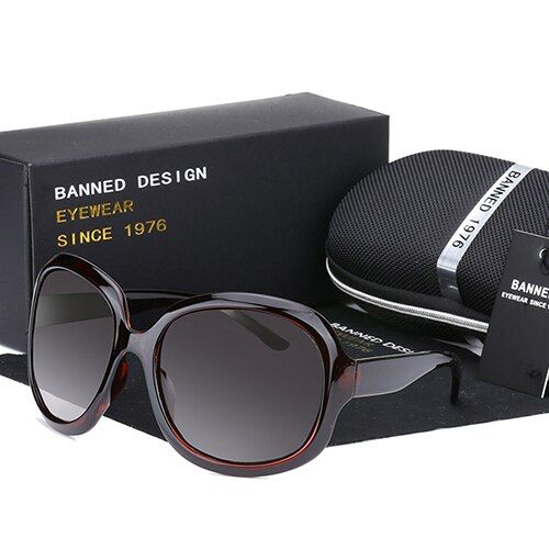 brownBANNED 1976 Brand Fashion Sunglasses Women Luxury Designer Vintage Sun glasses 2020 Female Rivet Shades Big Frame Style Eyewear