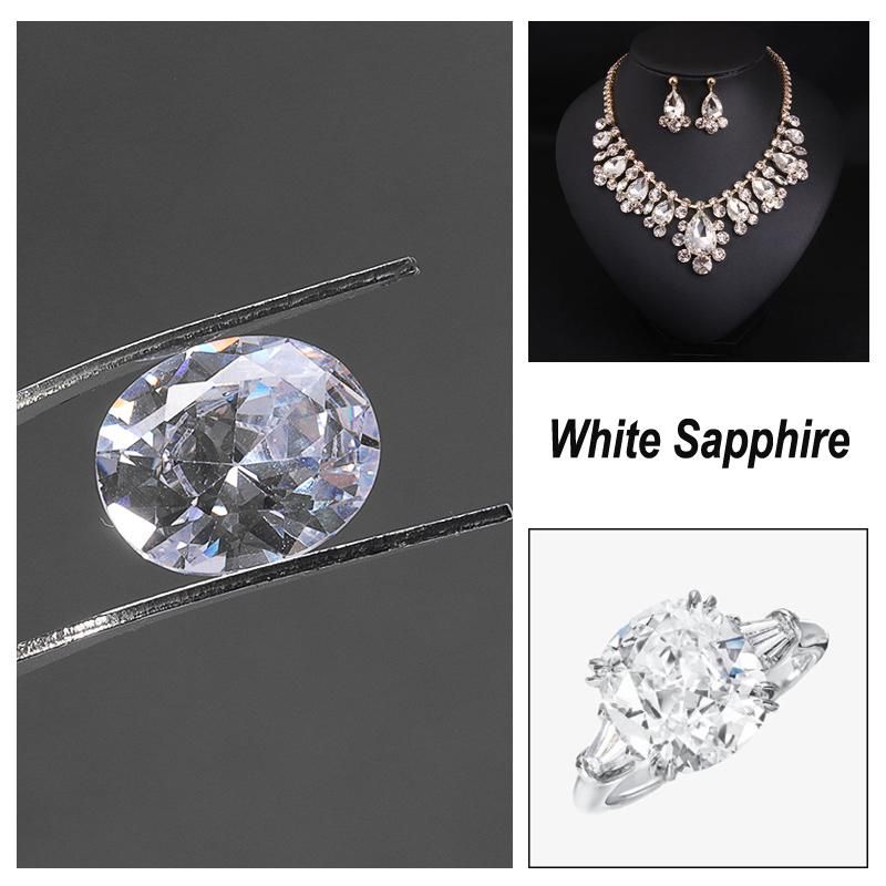10x12mm 7.56ct White Accessories Sapphire Oval Faceted Cut Shape AAAAA VVS Loose Gemstone -