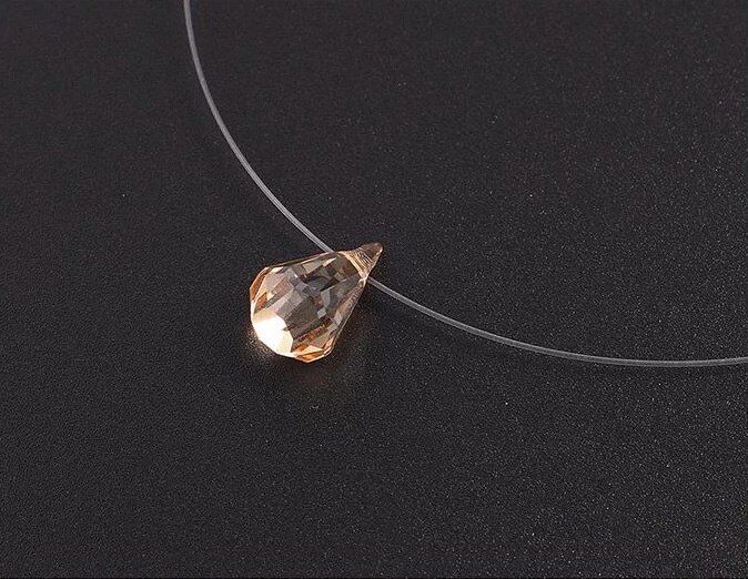 Women Transparent Fishing Line Necklace Invisible Chain Necklaces Pendants Simple Teardrop Crystals From Swarovski Necklaces
