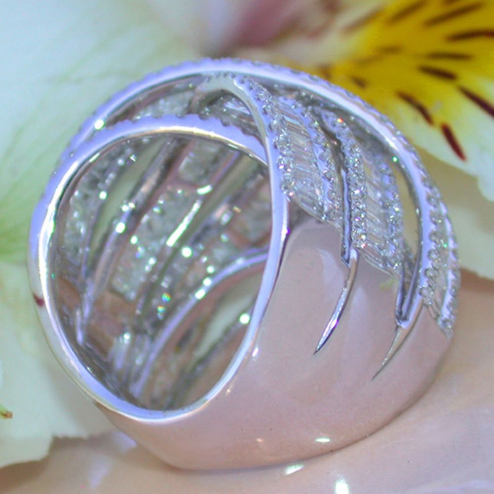 Gorgeous Women Multi-layer Hollow Rhinestone Ring Wedding Bridal Party Jewelry
