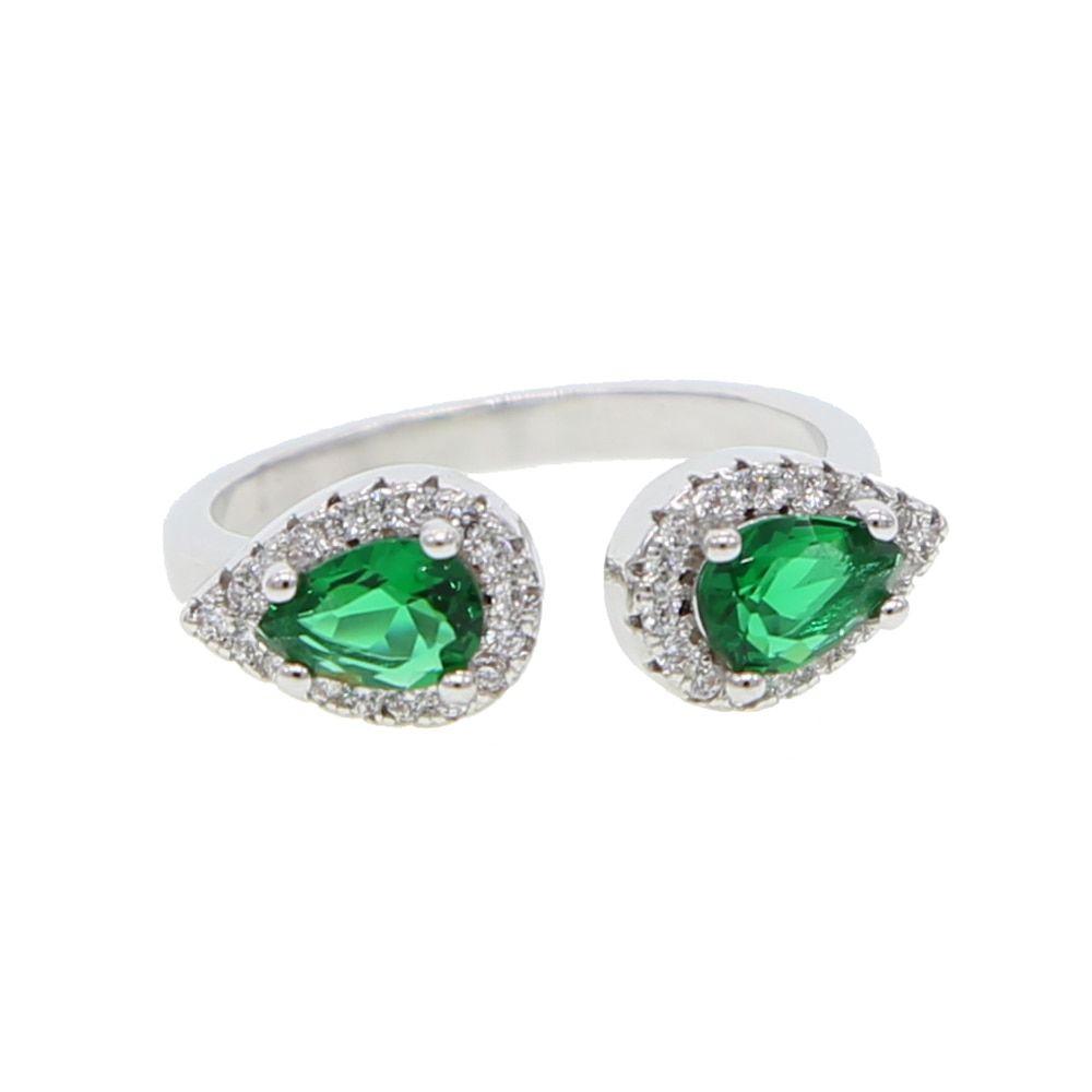 Finger Band Jewelry silver color colorful birthstone Rings with 3A Cubic Zirconia Crystal Tear Drop Stone Rings for Women