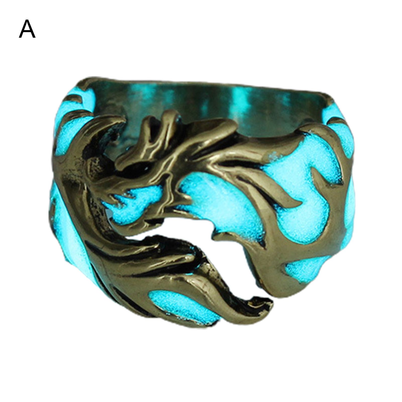 Luminous Ring Eye-catching Rust-proof Alloy Glowing Men's Dragon Shaped Ring for Students