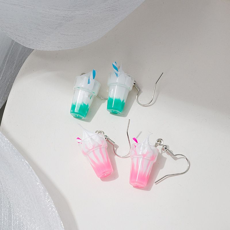Fun ice cream cup sundae earrings three-dimensional funny milk tea cute sweet hand-made earrings for gilrs for women low price