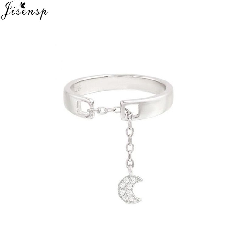 Jisensp Cute Moon Open Rings for Women Gift Tiny Star Ring Jewelry Wedding Party Female Finger Rings Bijoux Crystal Ringen