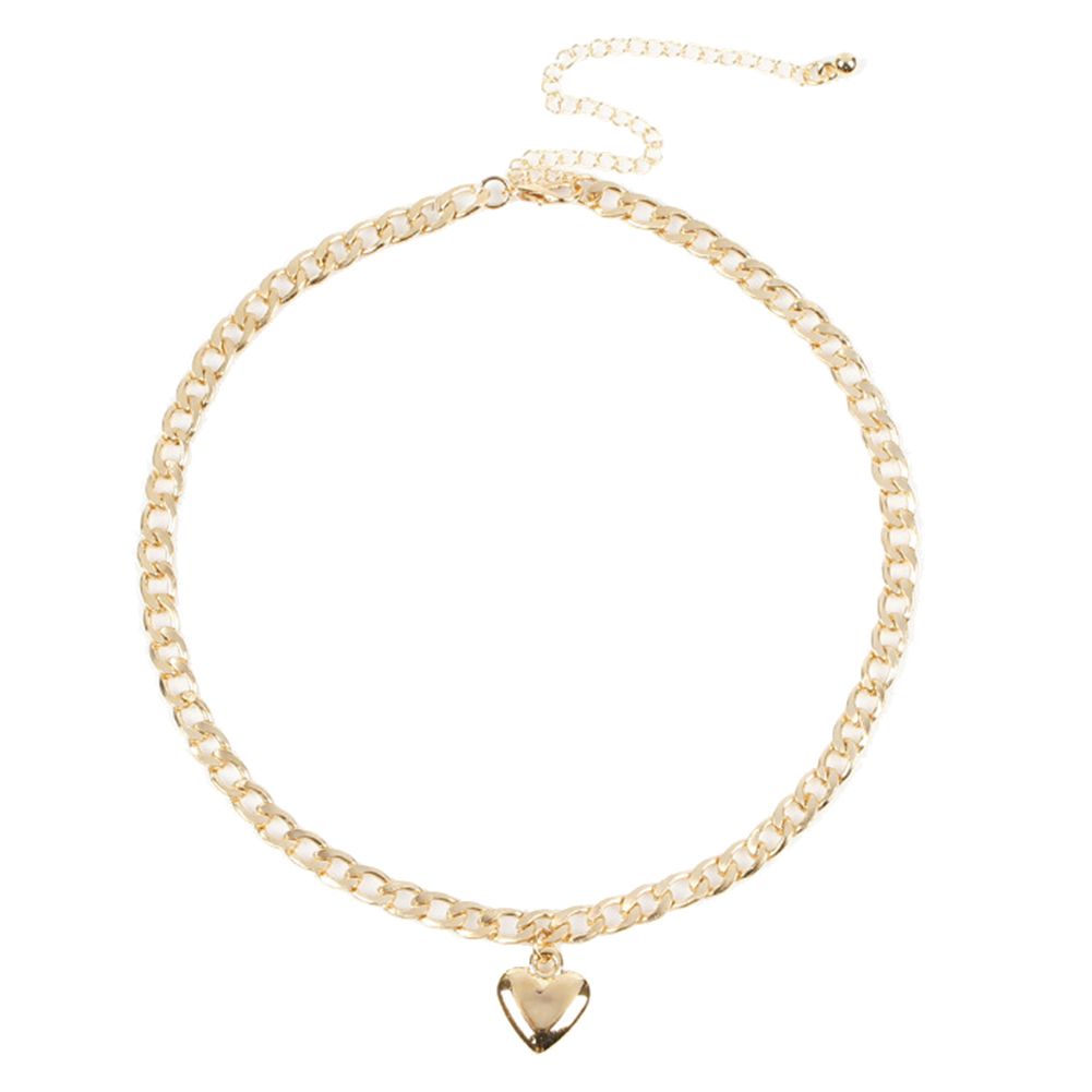 Women Romantic Love Heart Pendant Choker Rolo Cable Chain Necklace Jewelry Gift