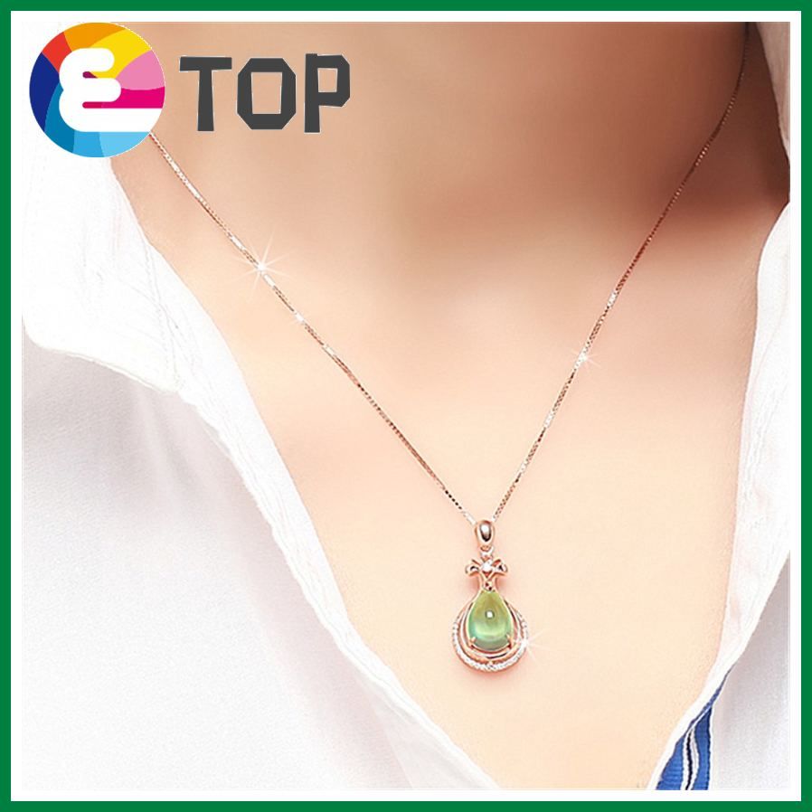 Natural Grape Stone Pendant Necklace K Rose Gold Plated With Crystal Clear Emerald Necklace