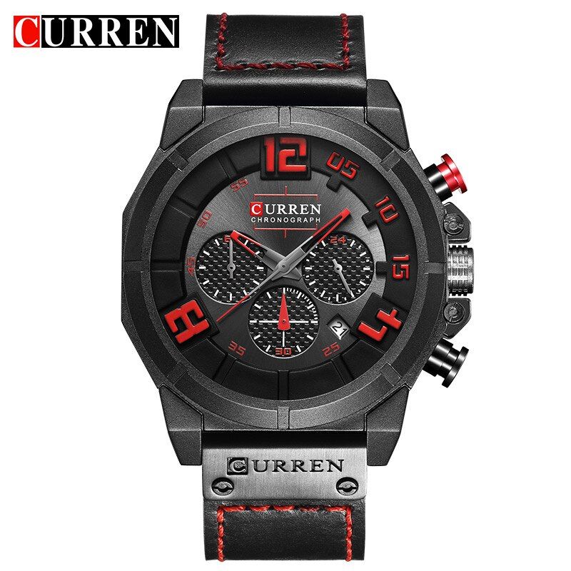 CURREN 8287 Fashion Brand Chronograph Sports Men Watches Military Analog Quartz Wrist Watches Leather Strap Male Clock